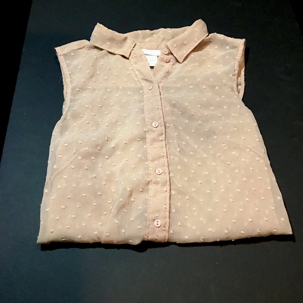 Sheer Button-Up Sleeveless Top - Picture 4 of 6